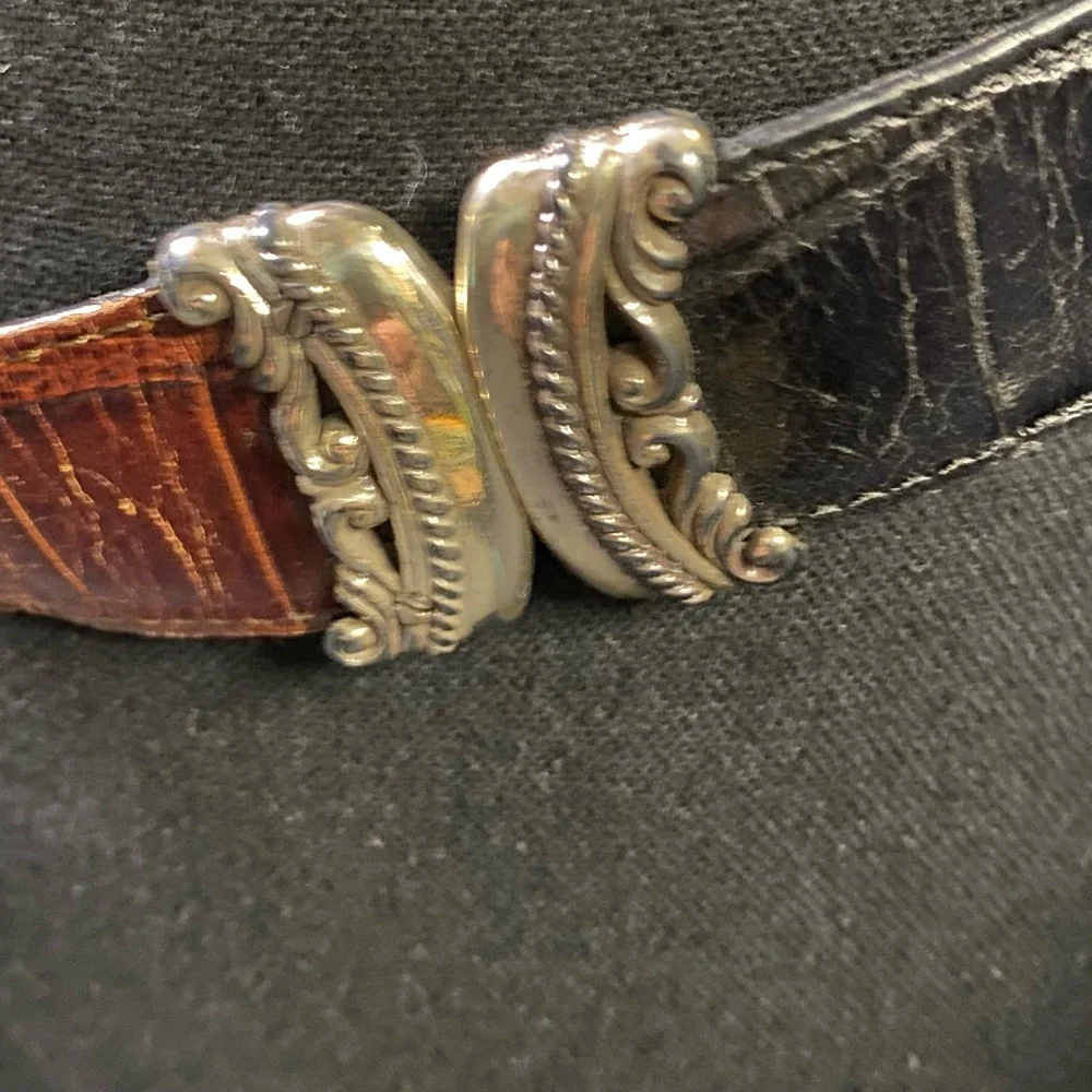 Brighton Black and Brown Belt with Silver Buckle - Picture 3 of 9
